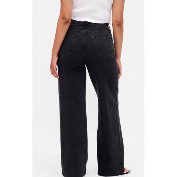 GAP Wide Leg Denim Jeans Pant Black High Rise Stride Size 28/6R - Picture 6 of 12